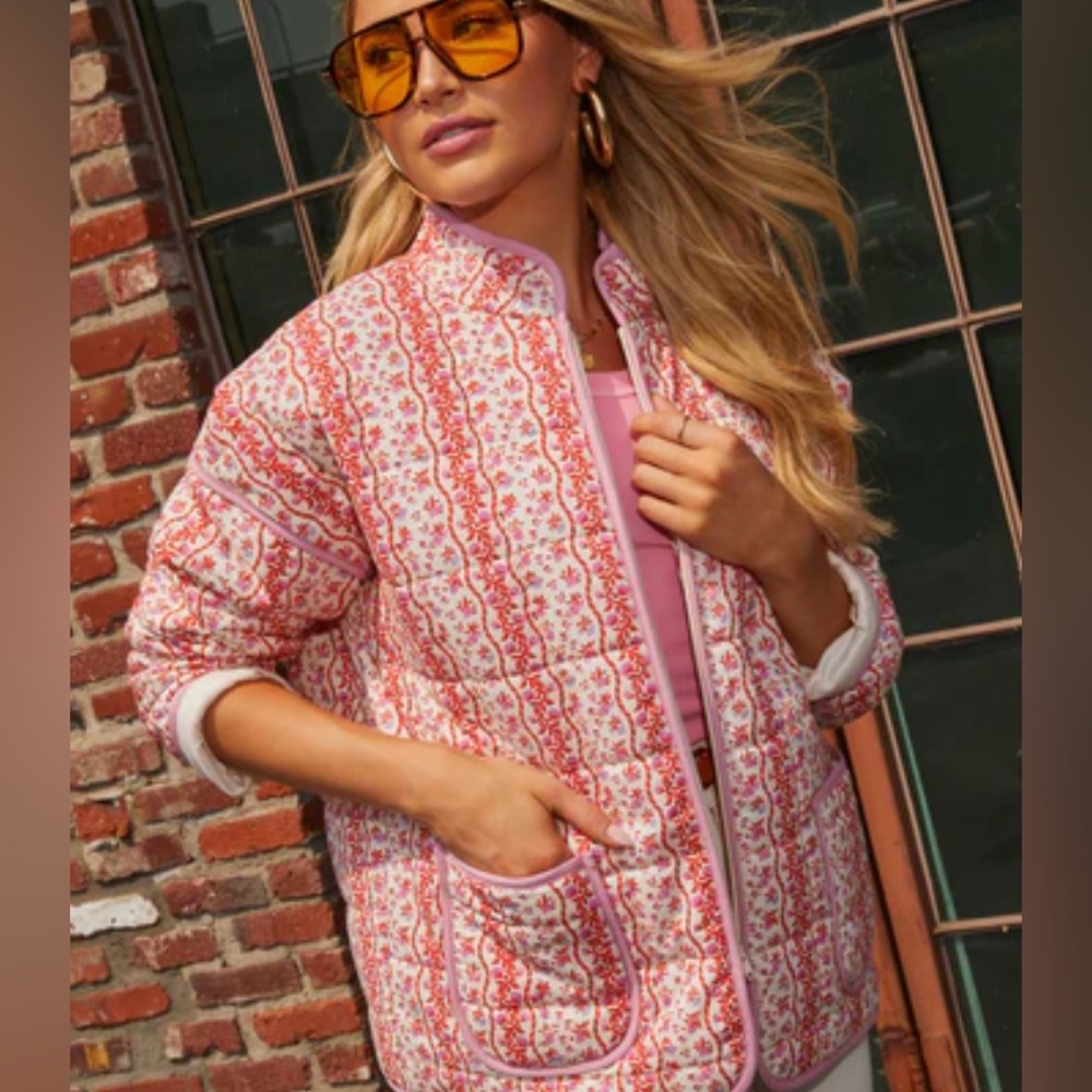 Bright floral quilted jacket